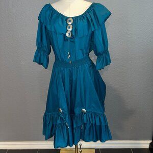 VINTAGE MALCO MODES SOUTHWESTERN WESTERN 2 piece Blouse & Skirt  Made in SF - L